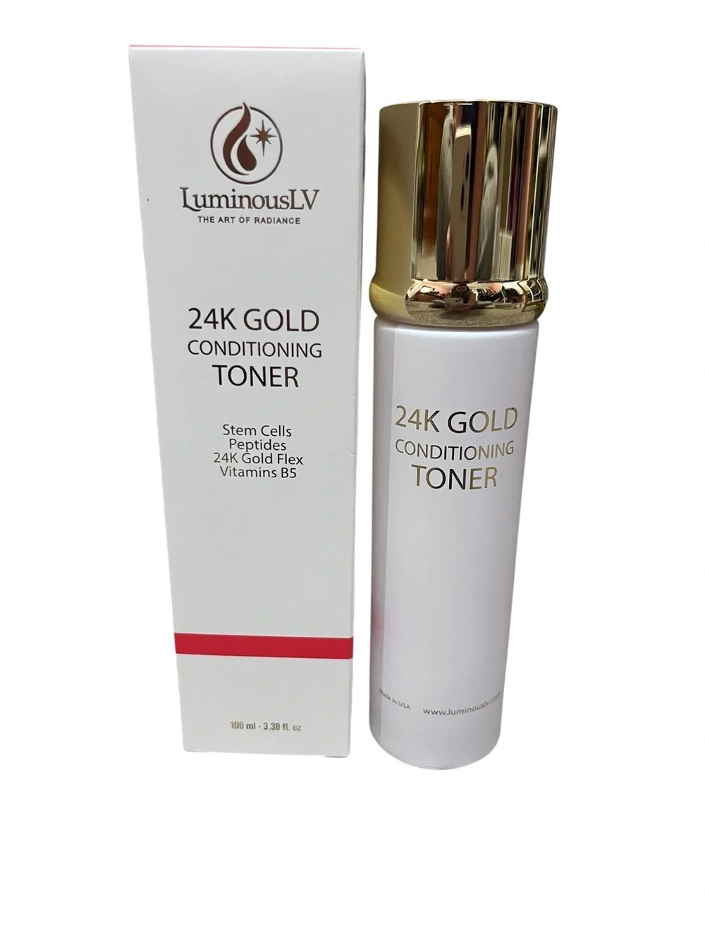LuminousLV 24K Gold Conditioning Toner – 3.38 oz / 100 mL – New in Box